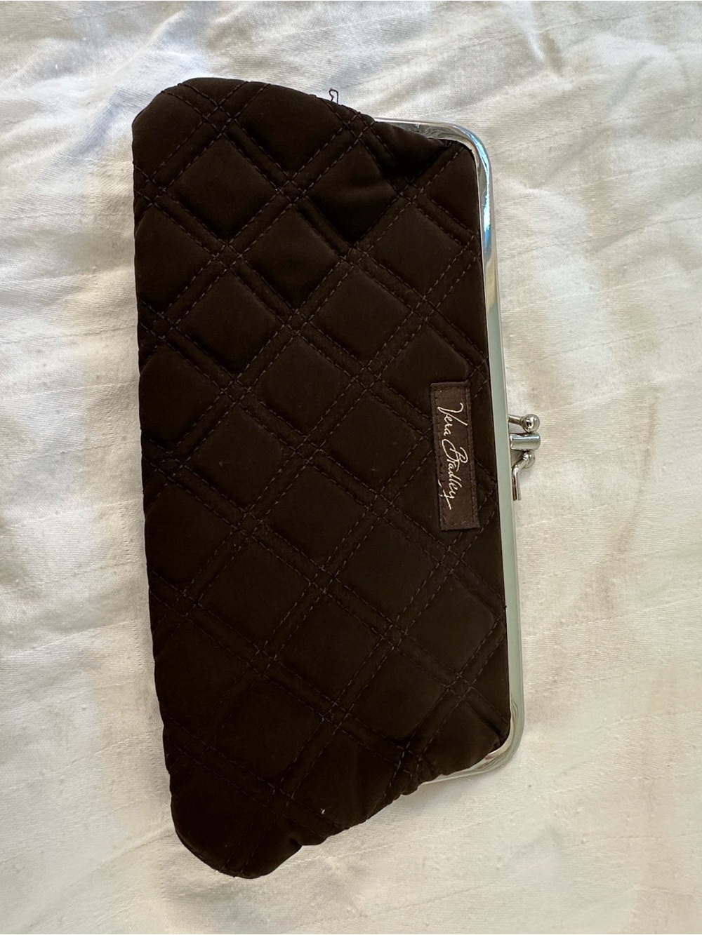 Vera Bradley Quilted Kisslock Clutch Wallet Brown